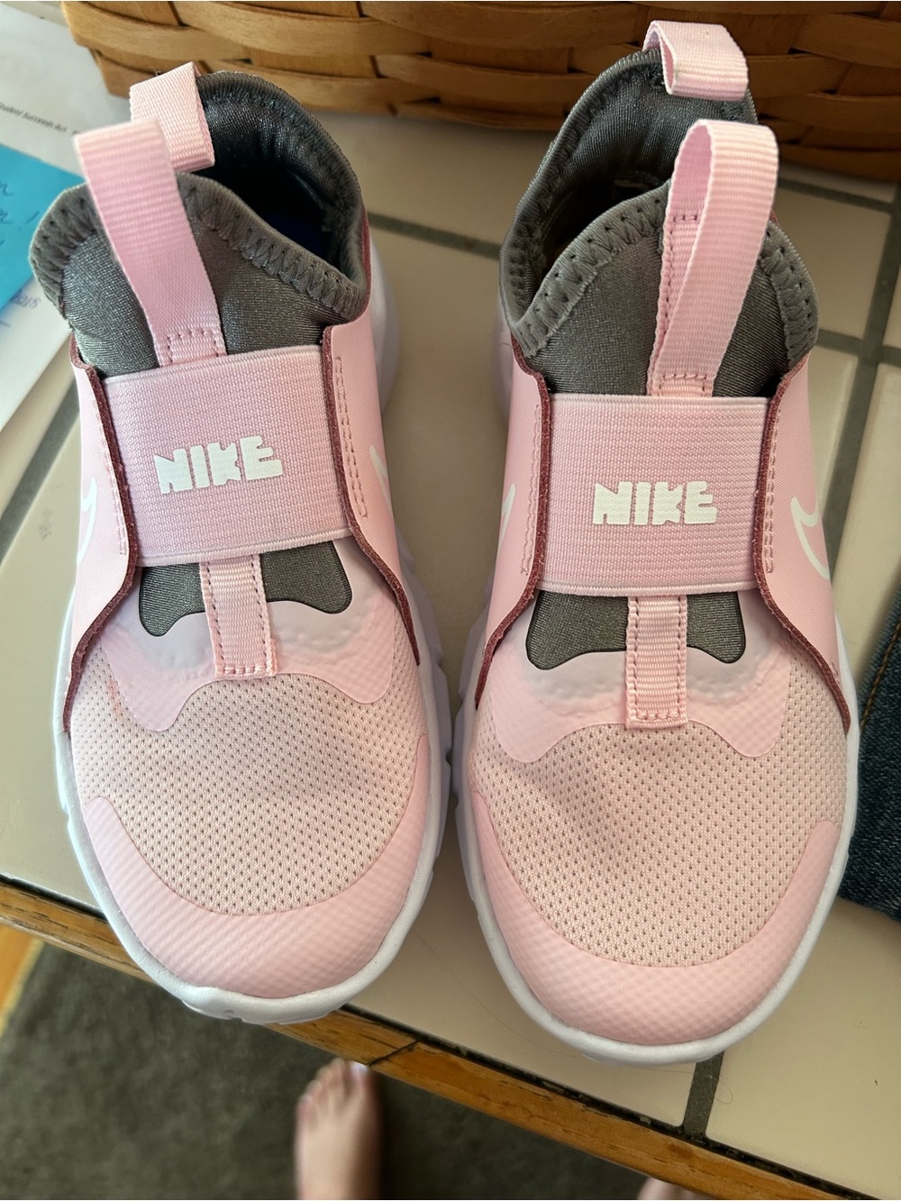Nike Kids Pink and Gray Slip-On Athletic Sneakers